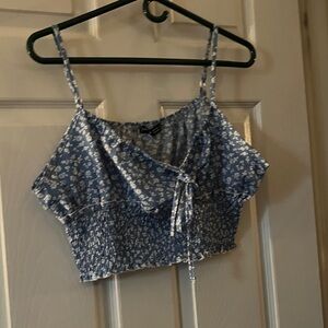 Blue Floral Crop Top